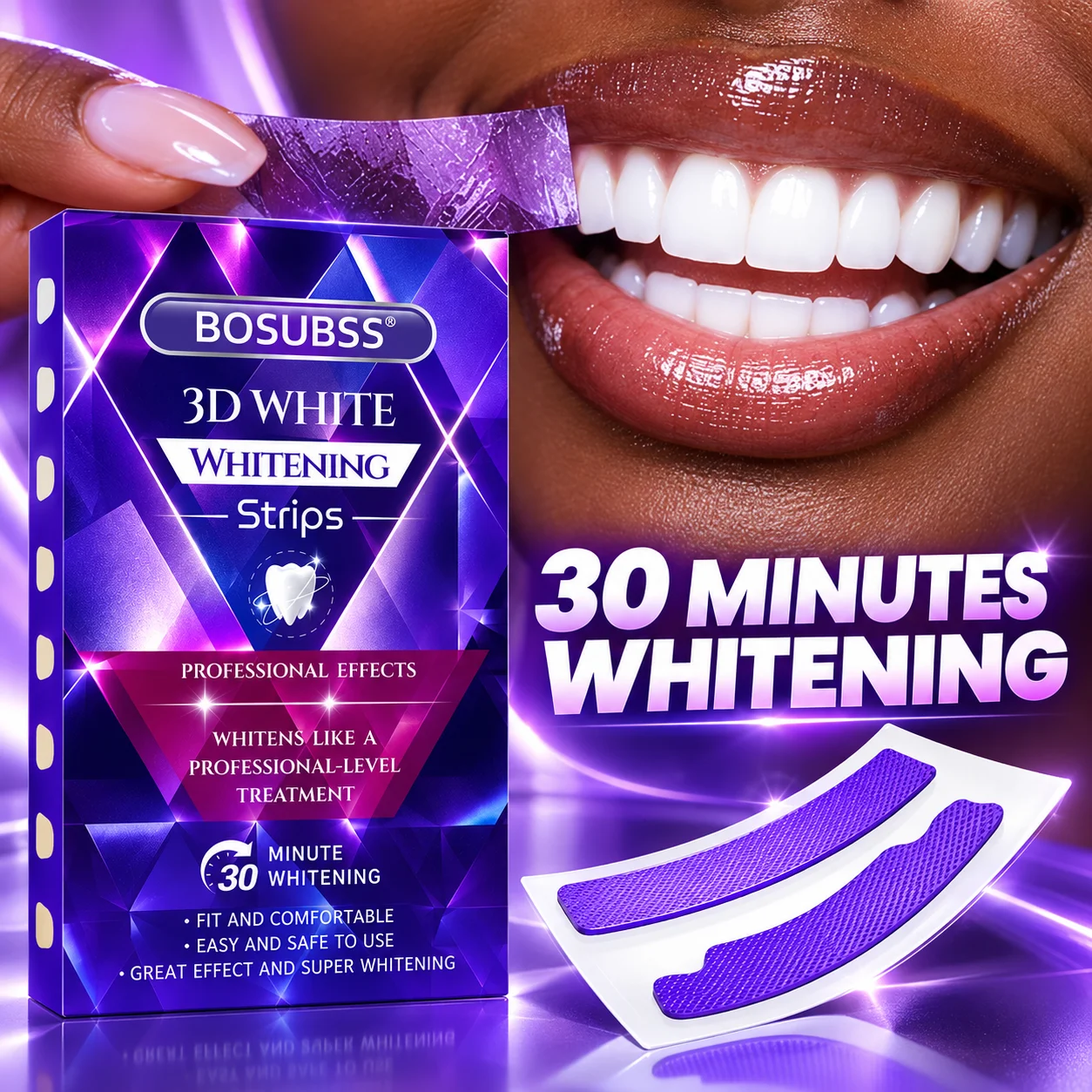 2 Pairs Teeth Whitening Strips Smile Care Strips Non‑Sensitive Gentle whitening removes stains Home Oral Dental Care
