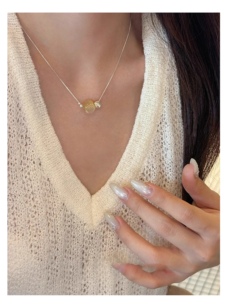 Silberfarbene Halskette mit einzelnem runden künstlichen Imitationskristall-Anhänger für Damen und Herren, Box-Kette, zierlicher Choker, Schmuck, Geschenk – Detail 19
