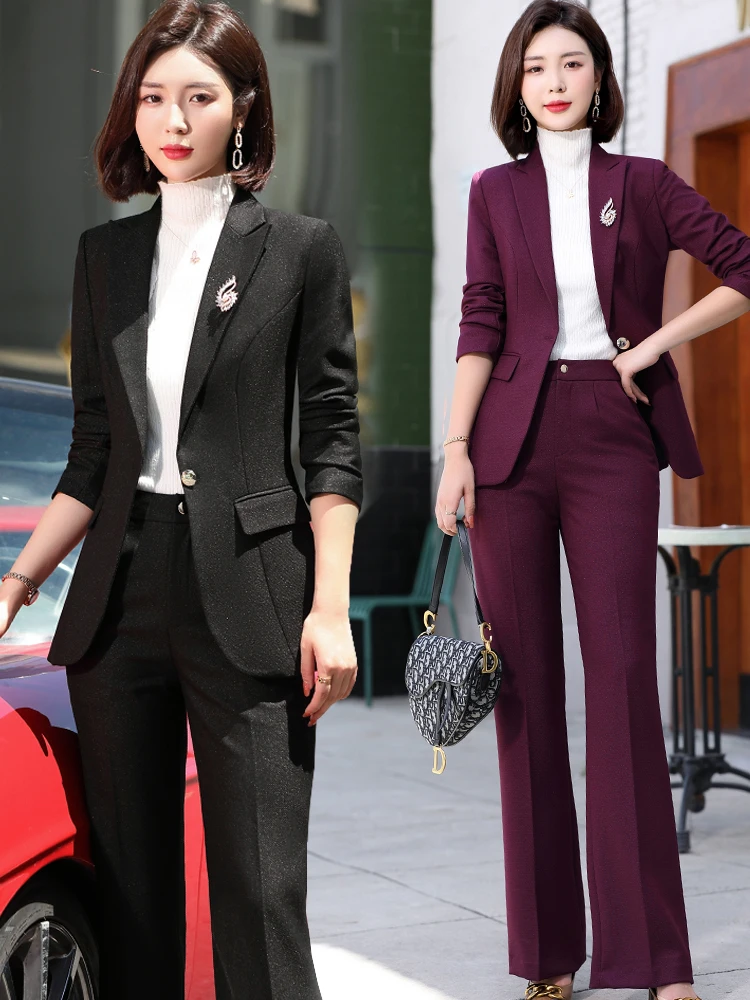 

Faionable Slim Fit Women's Spring Autumn Two-Piece Suit Set Profional Sle Godd Look Polyester Fiber Long Sve