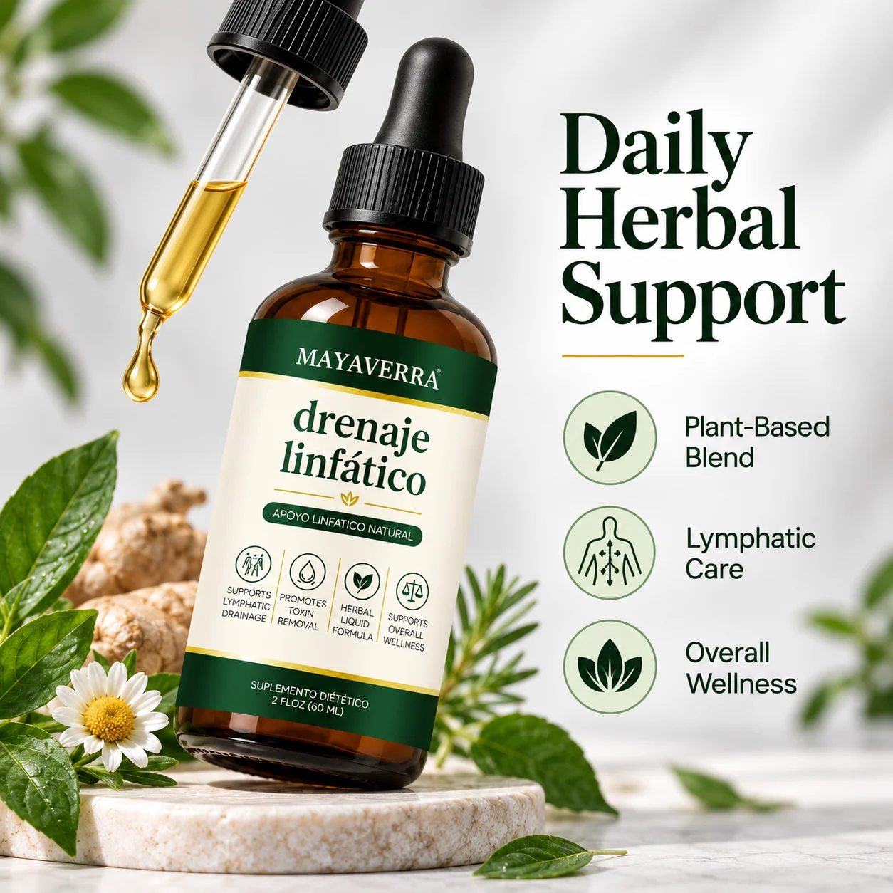 Herbal Body Supplement Drops 60ml Lymphatic Drainage Liquid Formula for Daily Wellness Natural Balance and Gentle Care Routine