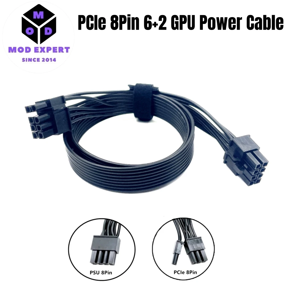 6+2 PCIe 8Pin GPU Power Cable for Corsair RM1000x, RM850x, RM750x, RM650x Type 4 RM-x Series Modular Power, 18AWG Flat Wire 60CM