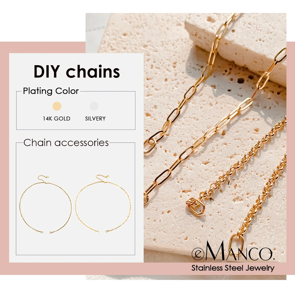 سلسلة مشبك ورق من eManco DIY مطلية بالذهب من الفولاذ المقاوم للصدأ هدايا مجوهرات نسائية مصنوعة يدويًا #1