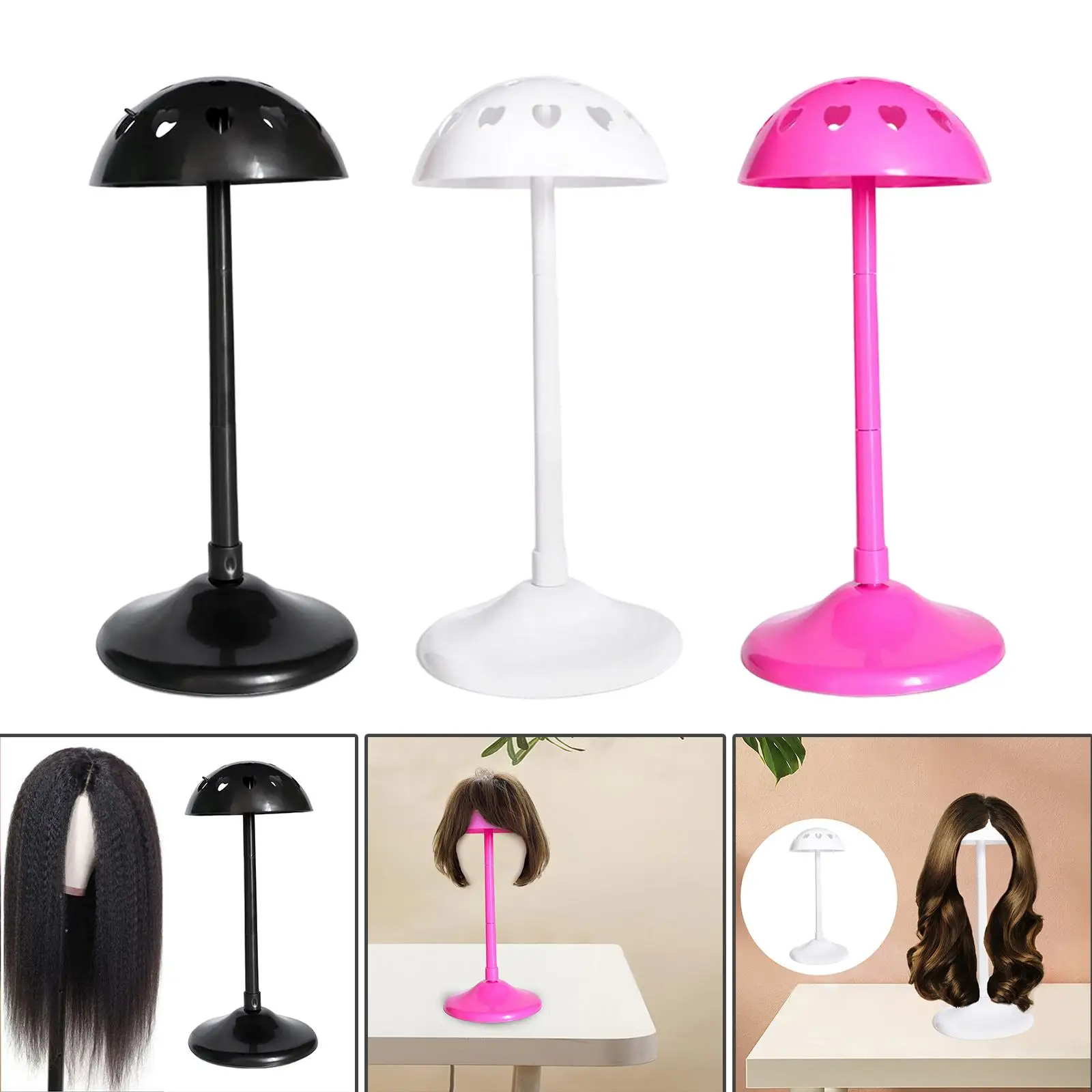 Wig Display Stand with Adjustable Height for Hair Care and Storage in