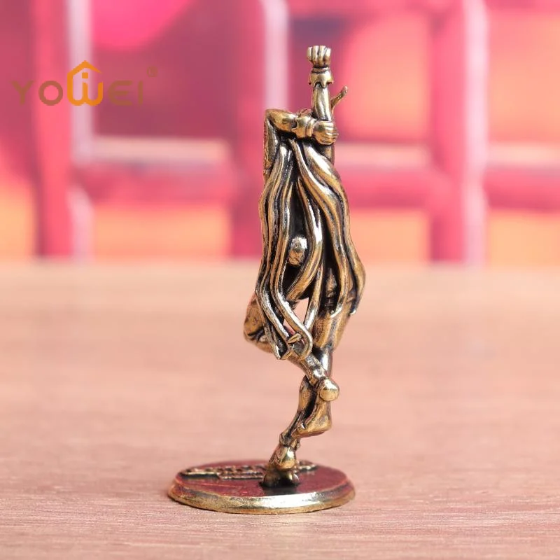 Latest Vintage Brass Beautiful Lady Cat Statue Desk Ornament Office Bookshelf Artistic Home Decor