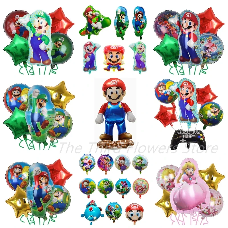 Cartoon Mario Spiel-Thema Ballonset Luigi Mario Prinzessin Peach Aluminiumfolie Ballon Dekoration Geburtstag Spielzeug Ball Dekoration