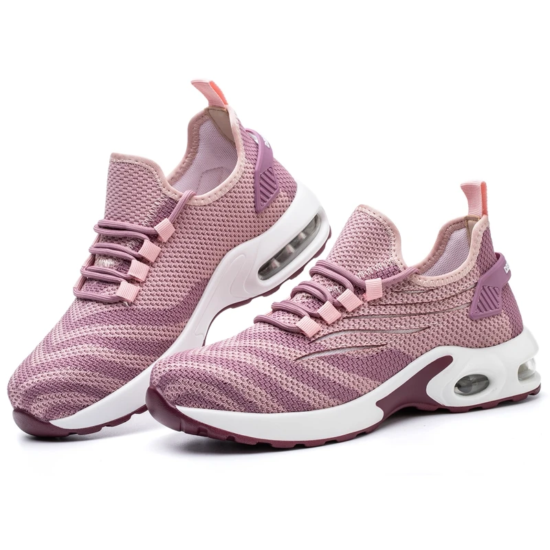 Fashion Women Safety Shoes Lightweight Comfortable Work Boots for Ladys Indestructible Anti-smashing Construction Sneakers Pink