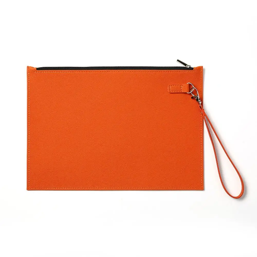 Large Capacity A4 Imitation Leather File Folder Simple Waterproof File Storage Bag Portable Thickened Document Organizer