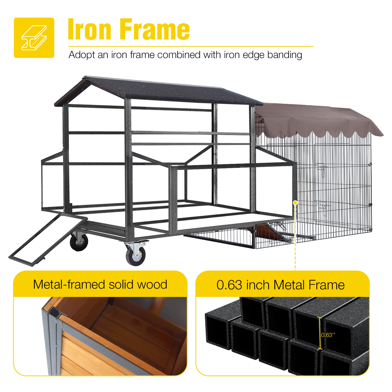 حظيرة دجاج بإطار معدني | بيت الدجاجة لـ 4-6 دجاج