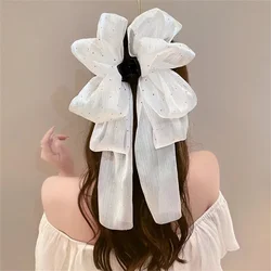 Ribbon Mesh Bow Hair Claw Clip Clouds Polka Dots Grab Clip Ponytail Headband Headdress Hair Clip Women Fashion Hair Accessories