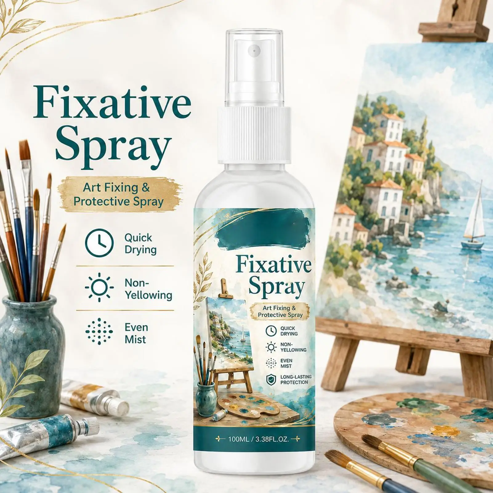 new Workable Fixative Spray Anti-Yellowing UV Protection Coating Gloss Glue 100ml Oil Acrylic Paints Fixative Spray For Charcoal