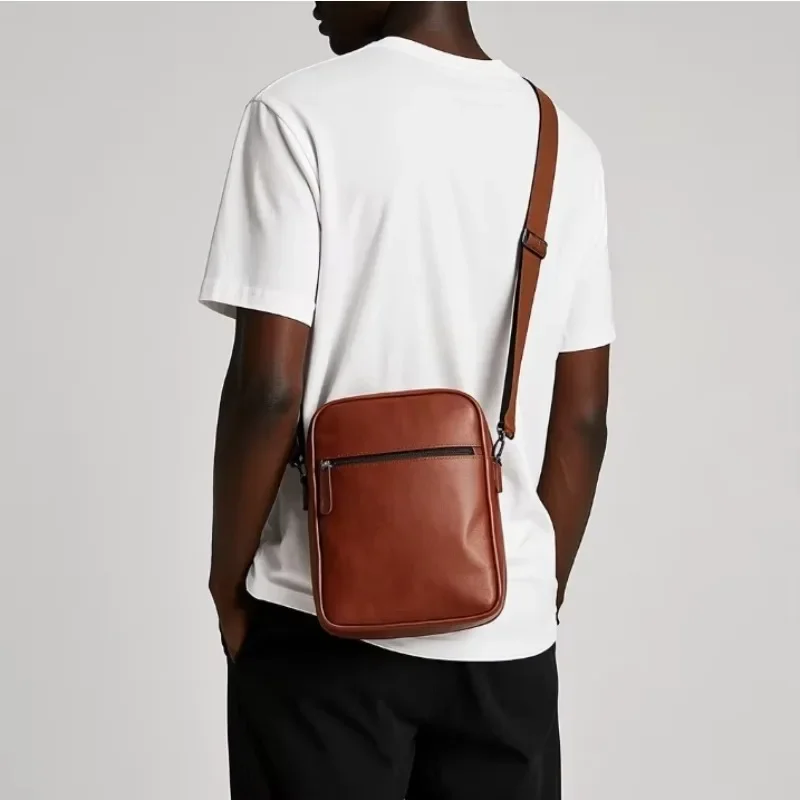 Classic Men's Leather Portable Square Shoulder Crossbody Bag Wallet