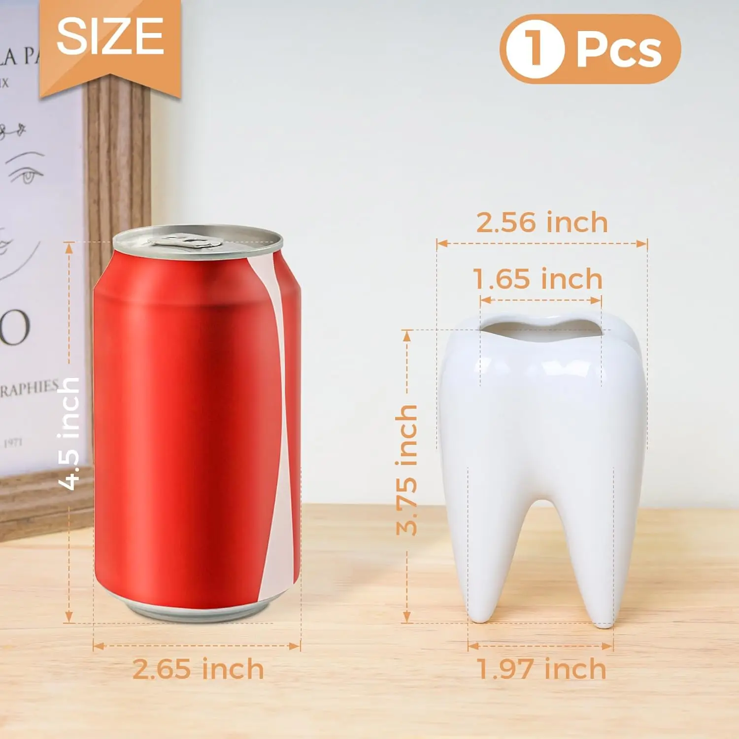 Ceramic Pen Holder Tooth Shaped Pen Holder for Desk Cute Pencil Pot White Accessories Desk Organizers for Office School Home