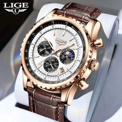 LIGE Men Watch Luxury Sports Quartz Wristwatch Chronograph Watch for Men Fashion Auto Calendar Male Relogio Masculino Men‘s Gift