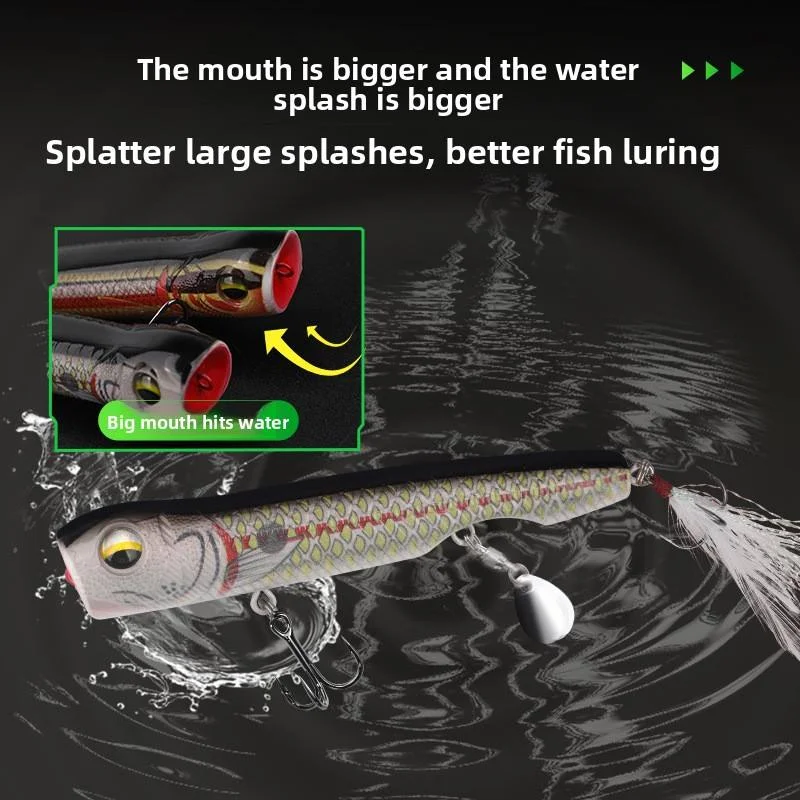 TAKEDO 10G Top Water Popper Fishing Lure Hard Bait With Bearing Swiver Spoon Treble Hook Artificial Bait Wobbler for Bass Trout view 5