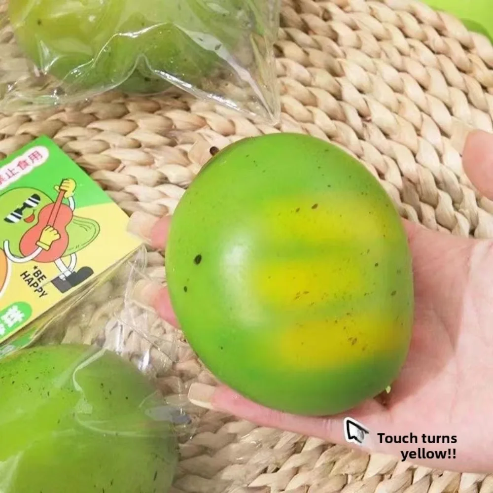 Temperature Color Changing Mango Squishy Toy Slow Rising Stress Relief Fidget Sensory Squeeze Ball for Adults Office Desk Decor