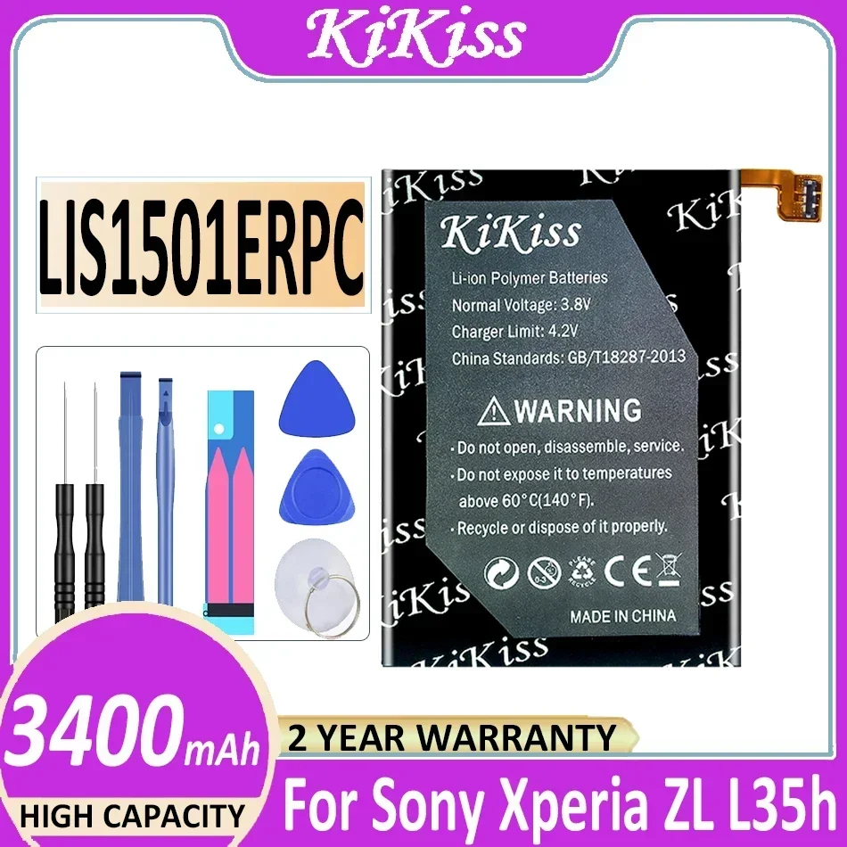 KiKiss Battery LIS1501ERPC 3400mAh For Sony Xperia ZL/ZQ/X Odin L35h L35i L35a C650X C6502 C6503 C650 Bateria