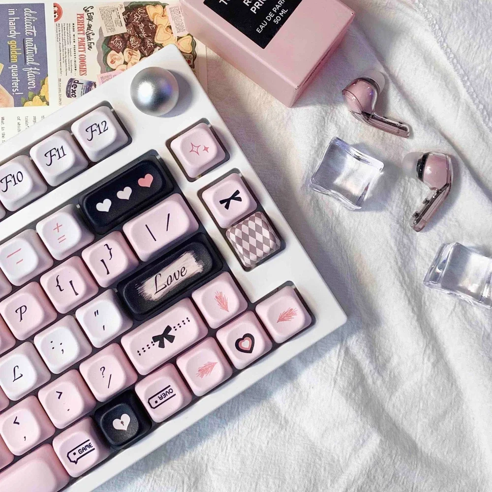 142Key Tender Pink Swan Lake Theme Keycap Cherr Eoa Pbt Sublimation Process Keycap Bow Cute Girl Keycap For Menchanical Keyboard