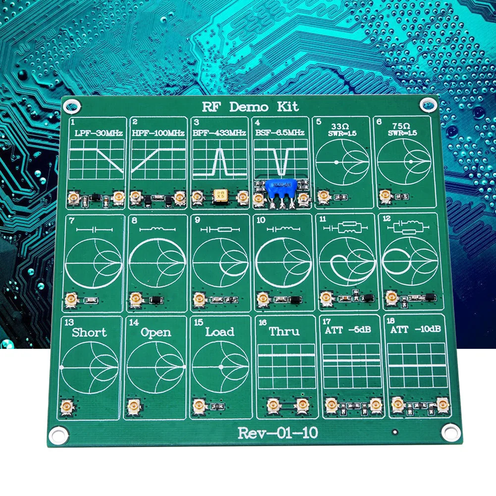 RF Test Board, 18 Functional Modules RF Demo Kit NanoVNA RF Test Module Vector Network Analyzer Board Filter/Attenuator Module