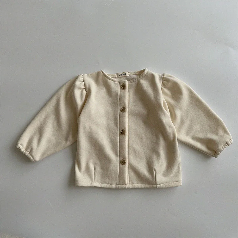 Infant Spring Autumn New Solid Long Sleeve Coat Cotton Baby Girl Cardigan O-neck Tops Toddler Floral Jacket Children Clothes