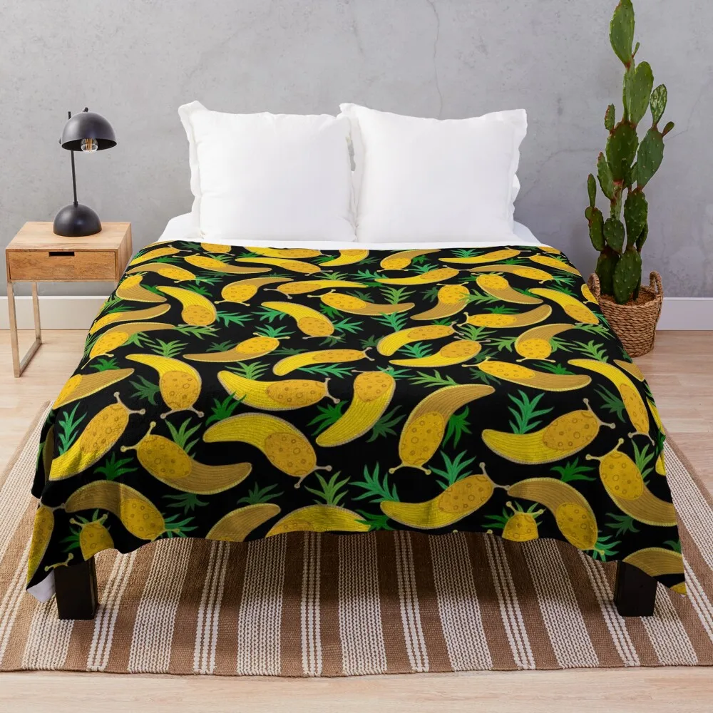 

Banana slugs on black Throw Blanket valentine gift ideas Soft Beds for winter Heavy Blankets