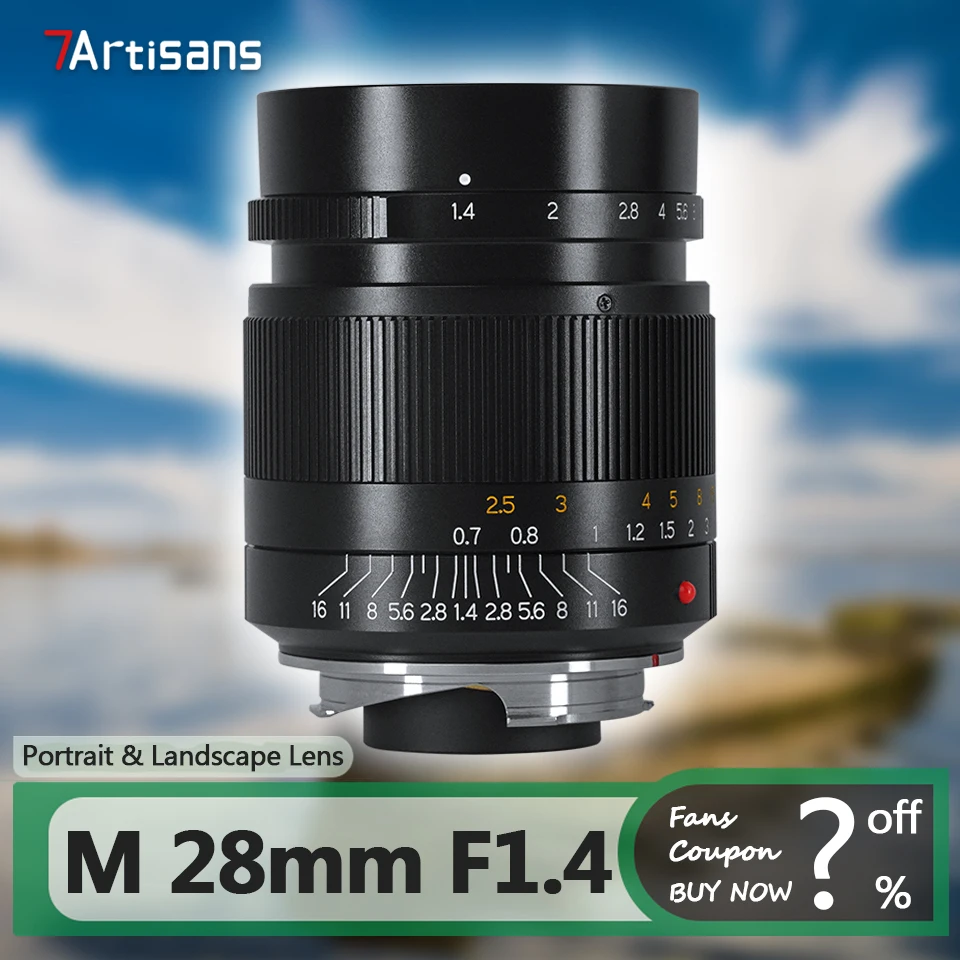 

Полнокадровый широкоугольный объектив 7artisans M 28 мм F1.4 с фиксированным фокусным расстоянием для фотосъемки с кратным пейзажем и креплением Leica M M2 M3 M4