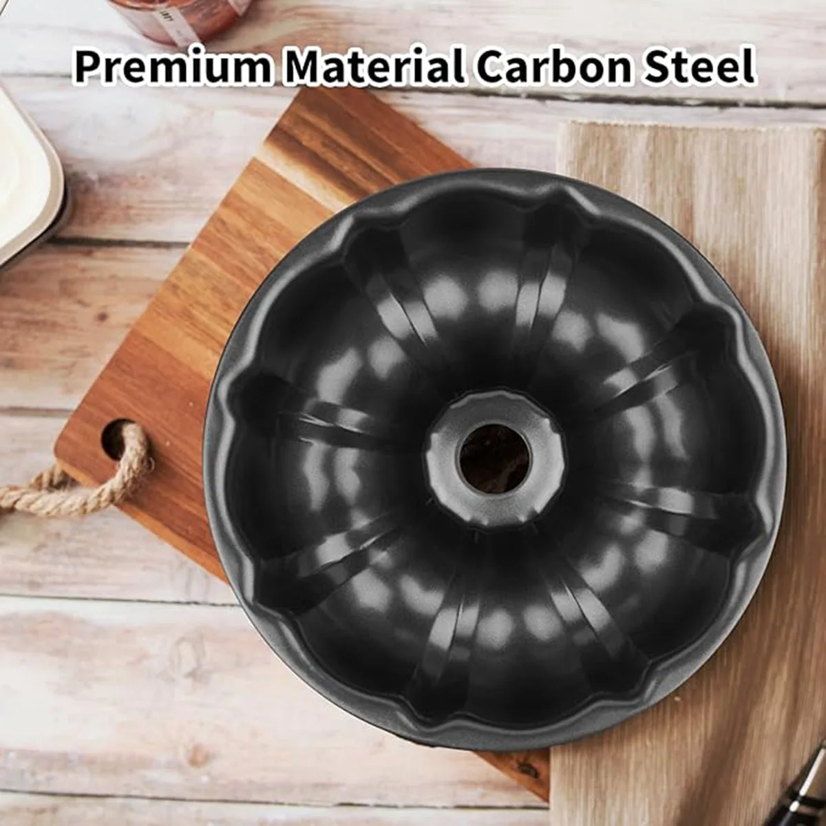 9.5inch (Approximately 24.9cm) Non-Stick Cake Pan, Heavy-Duty Carbon Steel Fluted Round Cake Baking Pan. Cake Pan, Tubular Baking Pan, Cake Mold