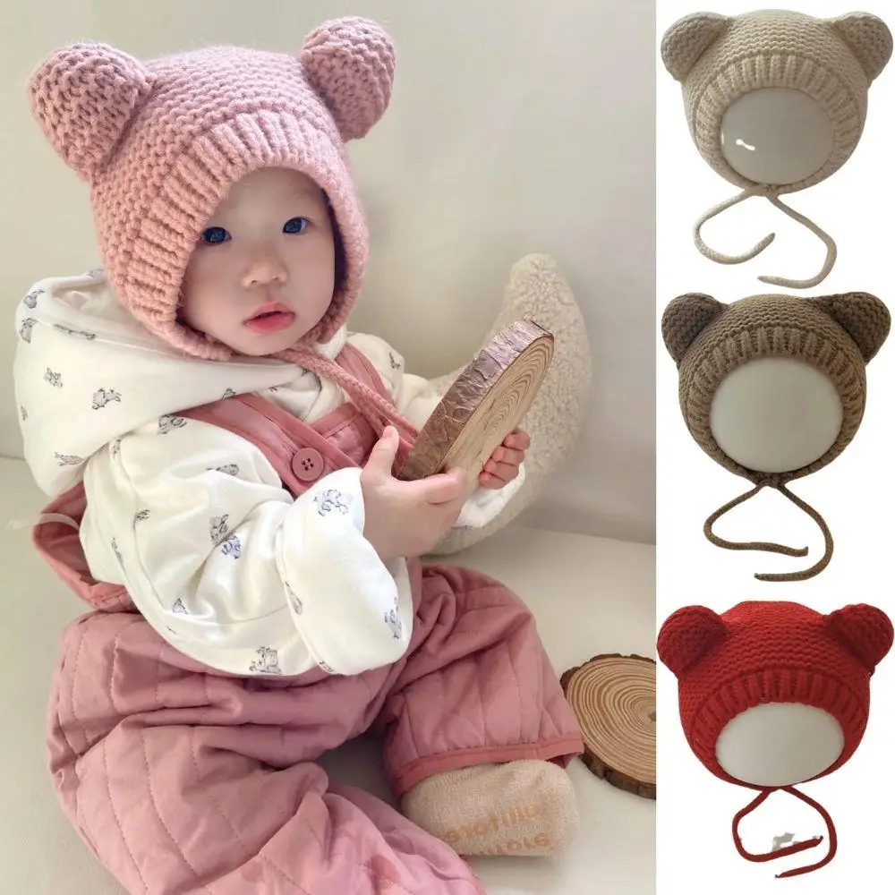 الأطفال وشاح قطعة واحدة الاطفال سدادات حماية الأذن قبعة لطيف الطفل بالاكلافا قبعة في الهواء الطلق الدافئة قبعة صغيرة محبوكة قبعة منديل بونيه #2