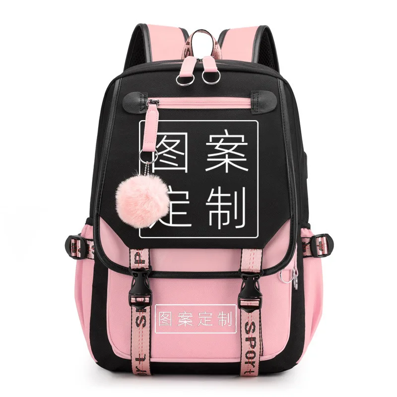 One-Piece Order Foreign Trade ren's Schoolbag Contrast Color Neutral Backpack Drawing Production Printing Primary and Secon