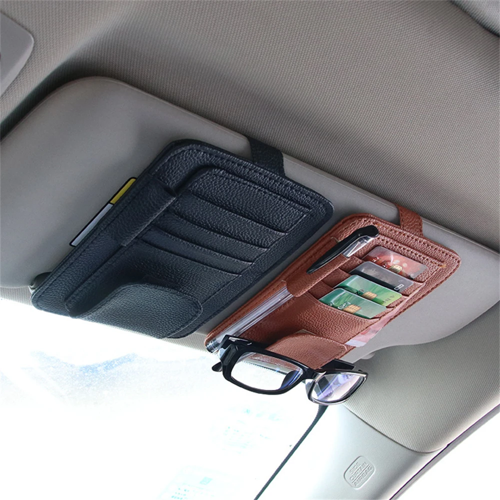 Car CD Clip Multi-function Auto Sun Visor Pocket Bag Card Glasses Holder Car-styling Storage Bag