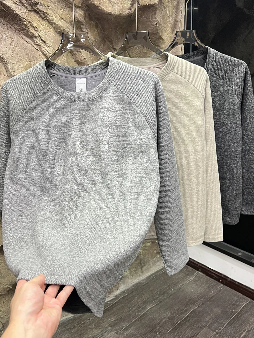 Comfortable Long Sleeve Knitted Base Shirt for Men Skin-friendly Versatile Autumn Winter Fashionable round Neck Pullover