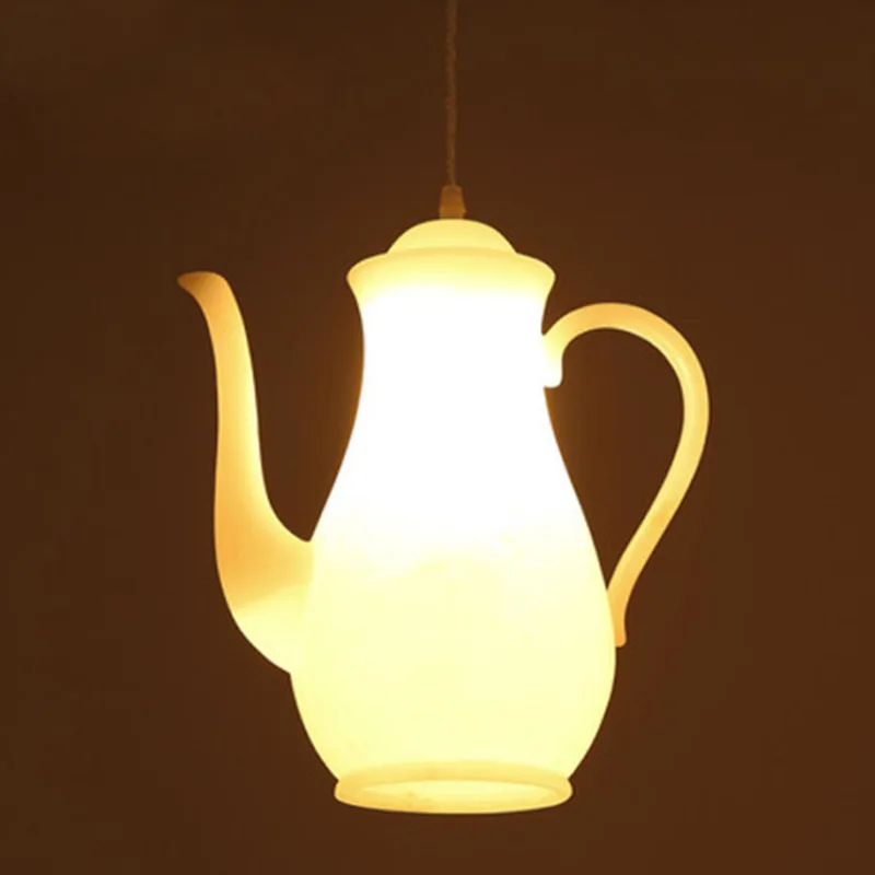 Postmodern LED single-headed teapot chandelier tea house tea restaurant resin teapot bar chandelier creativity