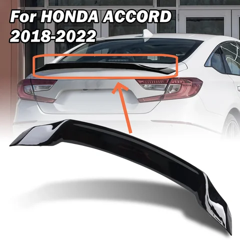 Rear Spoiler Wing for Honda Accord 2018 2019 2020 -2022 RT Glossy Black 796237719326 accessories Tail Trunk Lid Trim Splitter