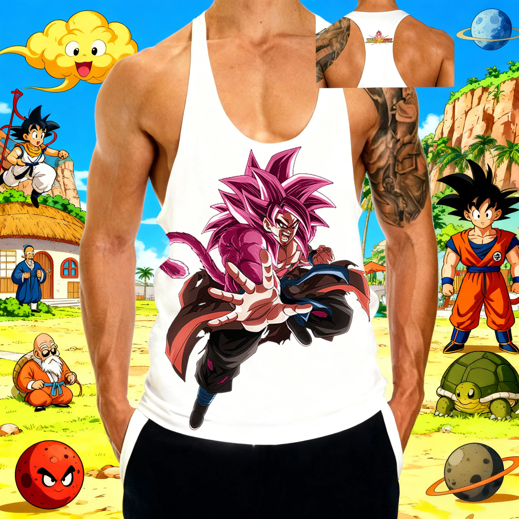 

Popular Anime "Dragon Ball" Wujita Pattern Print 2025 Summer New Hot Selling Men's Sports Gym Breathable Cotton Sleeveless Vest