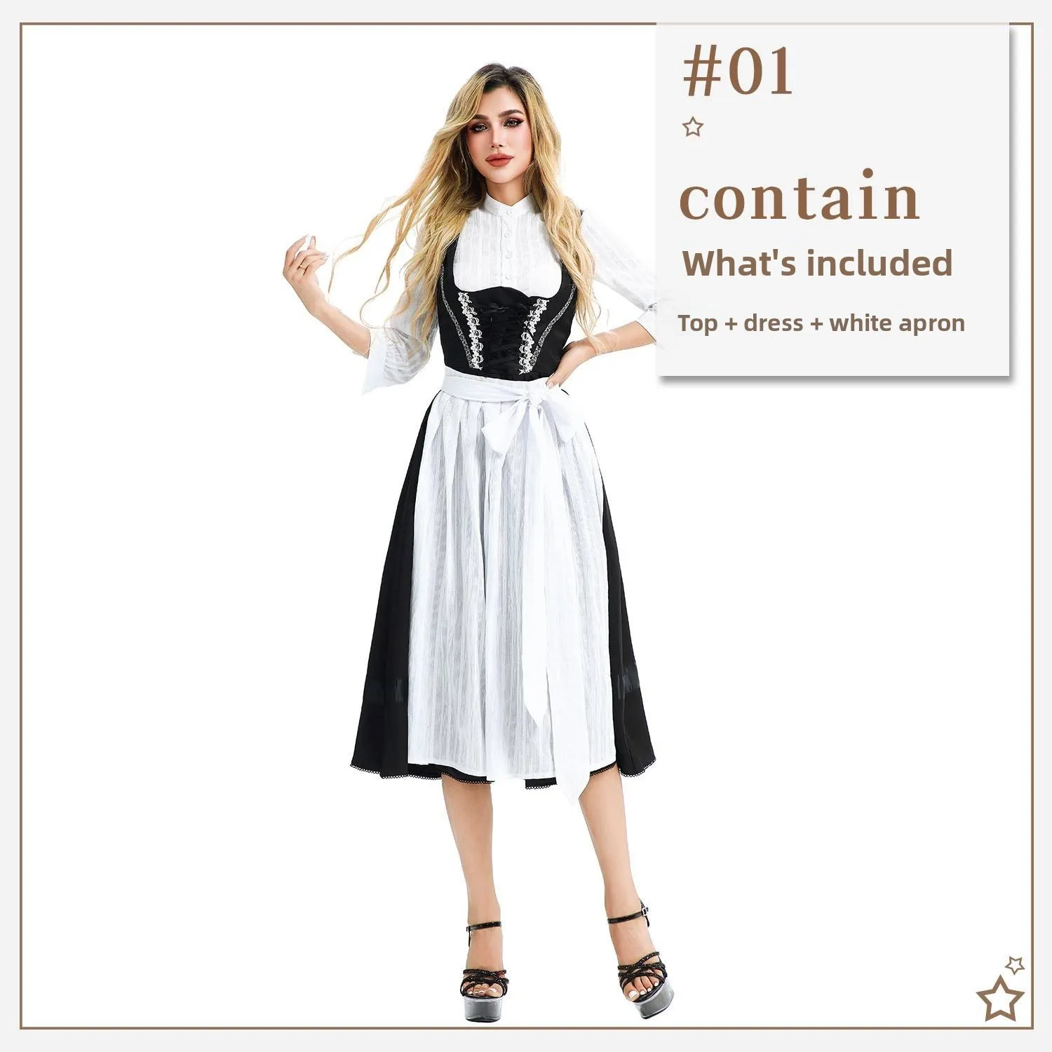 

Mh Октоберфест Традиционный фестиваль пива Женская одежда Дирндль Доктор Карнавальный костюм для выступлений Этнический сценический наряд