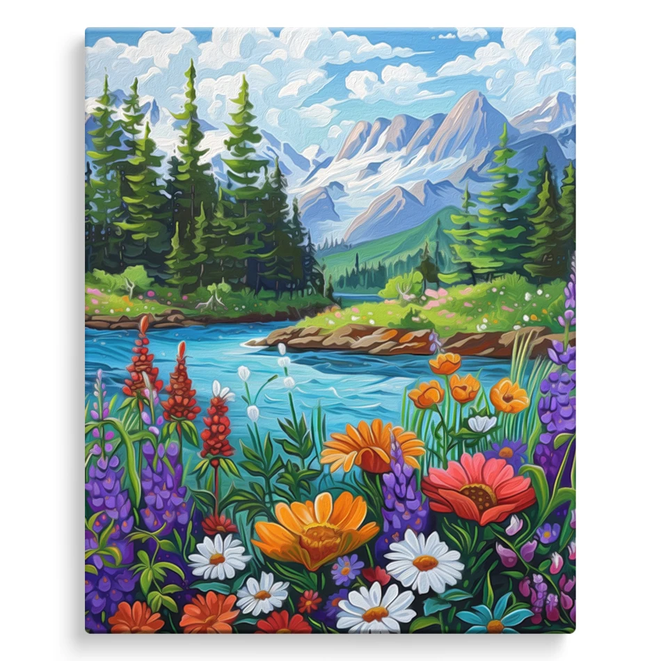 Pintura por Números 2026, Paisaje Floral con Montaña y Globos, Manualidades, Colorear por Números, Artesanía, Marco para Cuadros, Decoración del Hogar