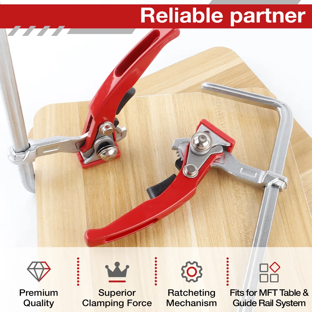 2PCS 160x60mm Quick Guide Rail Ratchet Clamp Woodworking F Clamp Quick Clamping For MFT and Guide Rail System Hand Tools