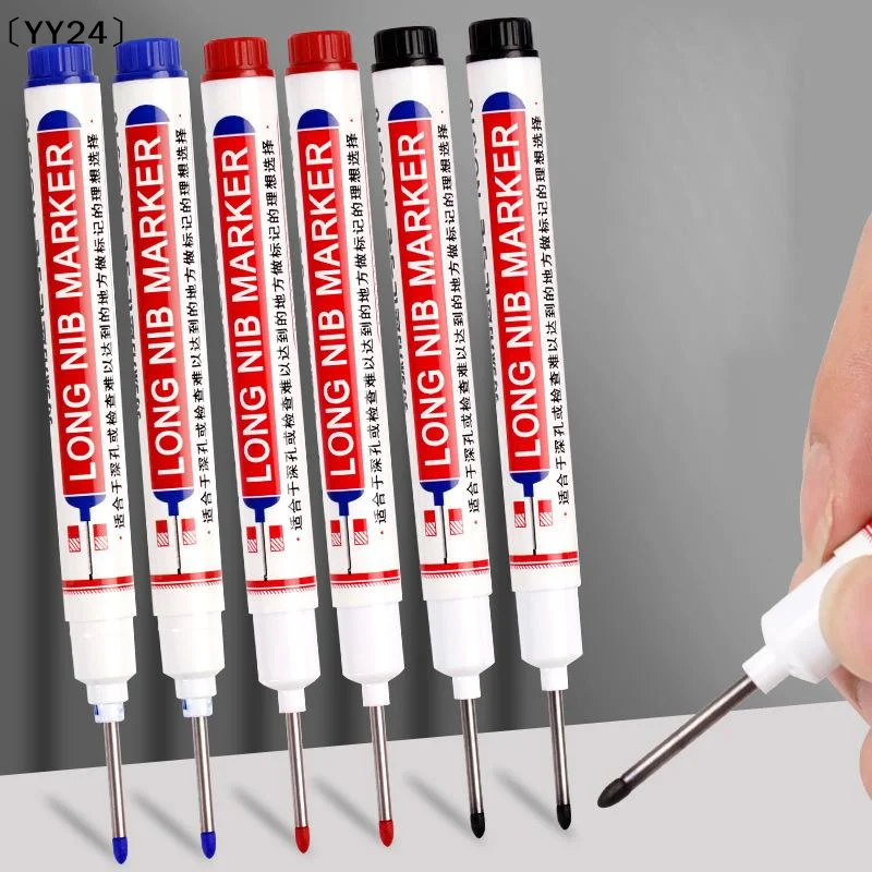 22mm 3 Colors Deep Hole Long Head Nib Markers For Metal Pen Waterproof Bathroom Woodworking Decoration Multi-Purpose〔YY24〕