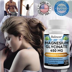 Magnesium Glycinate, Non-GMO, Promotes Restful Sleep and Relaxation, Muscle, Bone, Joint, Brain and Heart Health, Stress