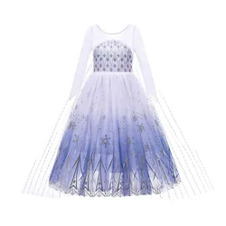 4 6 8 10 Yrs Kid White Elsa Role Play Christmas Dress Festival Frozen Snow Queen Princess Clothing Frock Girls B-day Party Gown