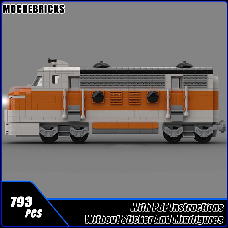 MOC-168056-bloques de construcción modelo de tren locomotor F7, bloques de construcción, tecnología DIY, juegos de montaje de partículas, Colección para niños, juguete para regalo