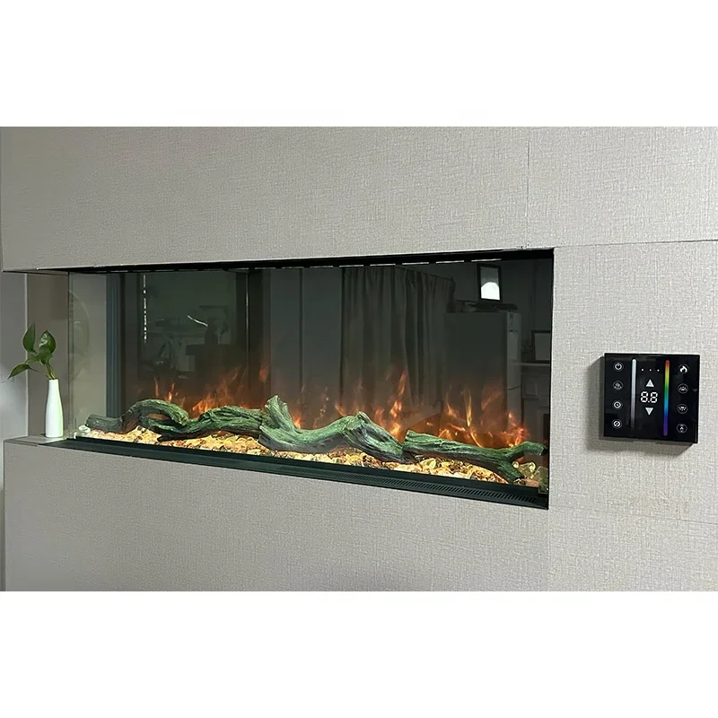 Factory Electric Fireplace Heater 1500W Wall 3 Sided Recessed Electric Fireplace 44 56 68 80 96 INCH