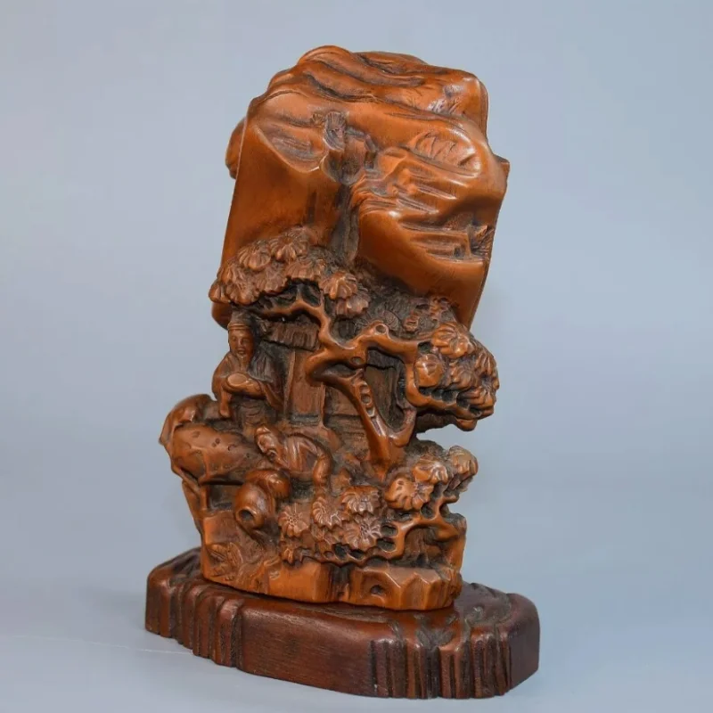 

chinese boxwood carving wood wooden statue antique vintage Figurine Li Bai decor