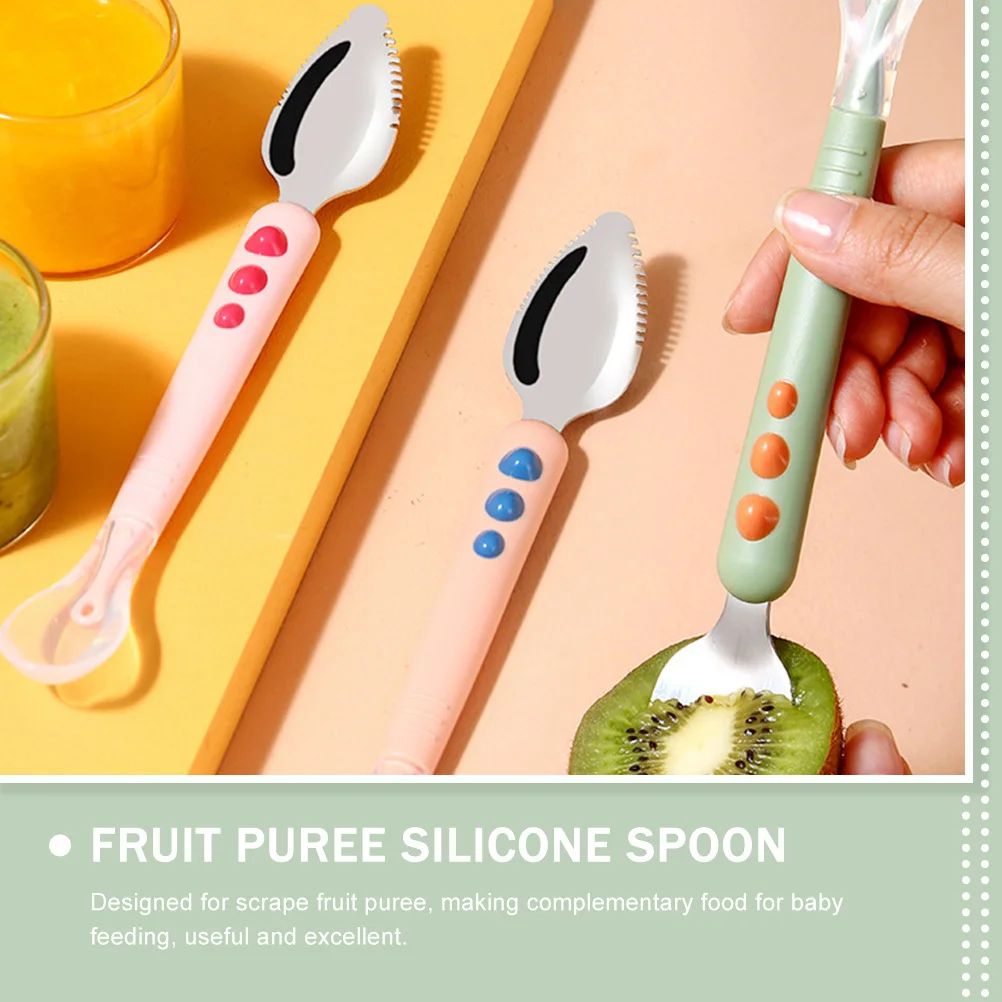 

Fruit Puree Double Head Baby Silicone Spoon For Infant Feeding Training Portable Compact Lightweight Grapefruit Spoon Baby