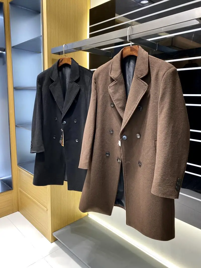 

Ultrine Wool Men's Busin Casual Mid-Length Woolen Coat Autumn Winter Faion Ci Sle Single-Button Suit Collar Coat