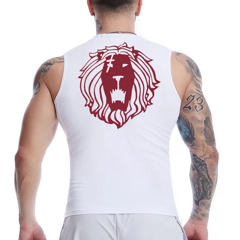 Anime Graphic Sleeveless Compression Shirt For Men Athletic Quick Dry Tank Tops Tees Gym Workout Fitness Running Vest Baselayers
