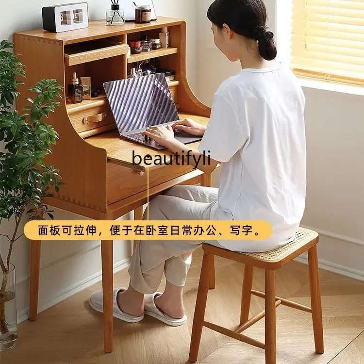 X Solid Wood Dressing Table Storage Cherry Wood Small Apartment Makeup Table Dressing Table Bedroom Modern Simple