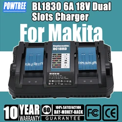 DC18RD 18V Dual Charger For Makita BL1830 BL1415 BL1430 BL1840 BL1850 BL1860 14.4V-18V Li-ion Battery Replacement 6A Charger