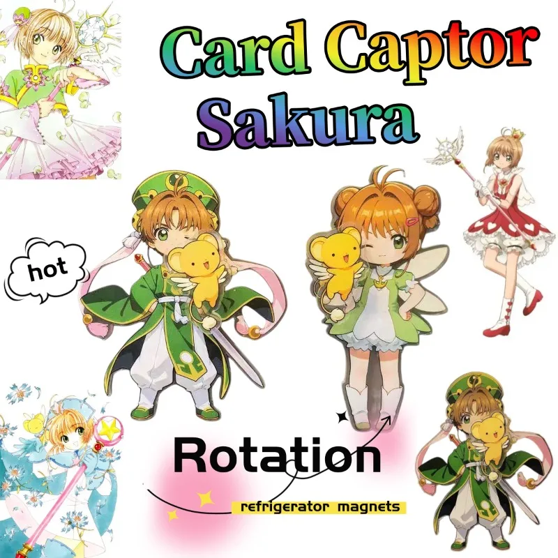 

Card Captor Sakura Rotating Fridge Magnet Cute Fashion Cartoon Personalized Creative Kawaii Fridge Magnet Gift for Friends