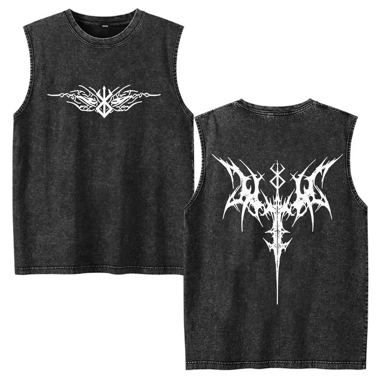 Vintage Washed Vest Anime Berserk Griffith Femto Double Sided Print T Shirt Men's Women Tank Top 100% Cotton Oversized T-shirts
