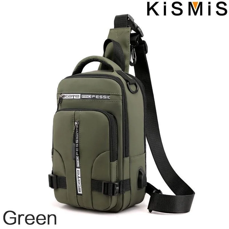KISMIS Herren Multifunktions-Umhängetasche, Schultertuch, Brusttaschen, Umhängetasche, lässig, für Herren, USB-Ladehandtasche – Detail 16